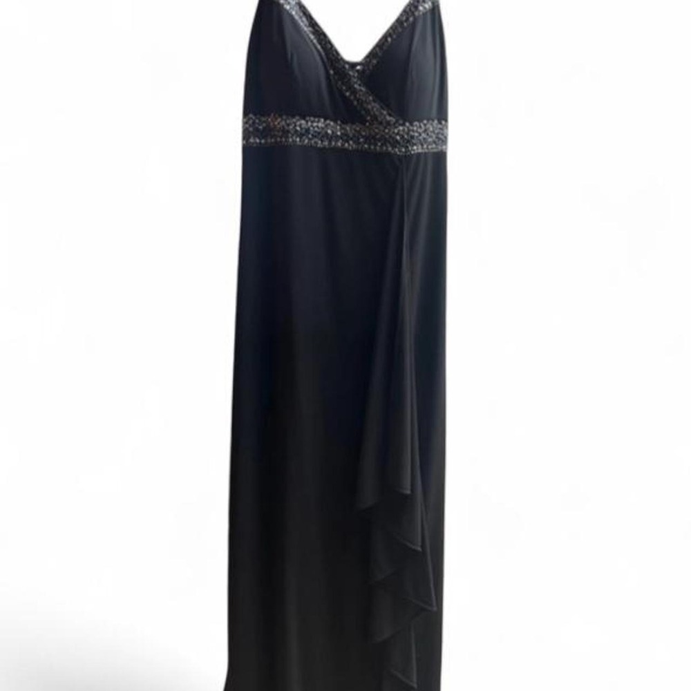 Delaru Black Beaded Sequin Empire Waist Maxi Gown Formal Dress Size 11 12